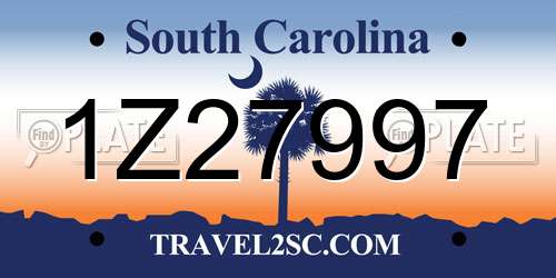 1Z27997 South Carolina License Plate