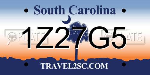 1Z27G5 South Carolina License Plate