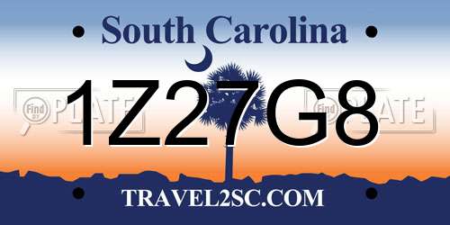 1Z27G8 South Carolina License Plate