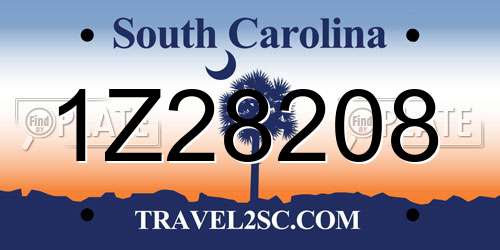 1Z28208 South Carolina License Plate