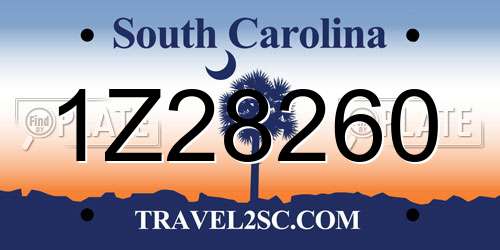 1Z28260 South Carolina License Plate