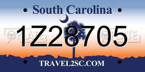 1Z28705 South Carolina License Plate