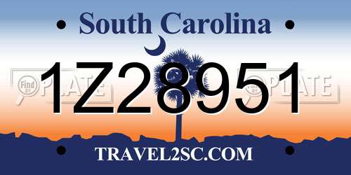 1Z28951 South Carolina License Plate