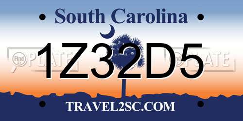 1Z32D5 South Carolina License Plate