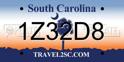 1Z32D8 South Carolina License Plate