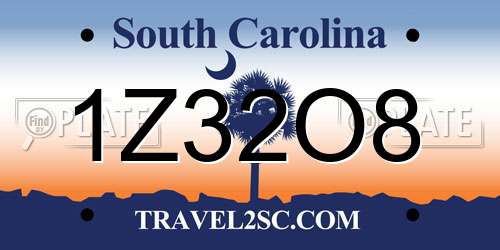 1Z32O8 South Carolina License Plate