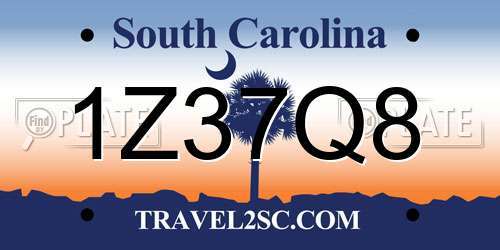 1Z37Q8 South Carolina License Plate