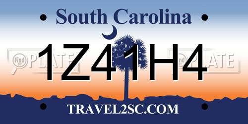 1Z41H4 South Carolina License Plate