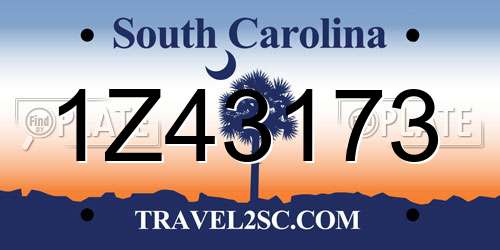 1Z43173 South Carolina License Plate