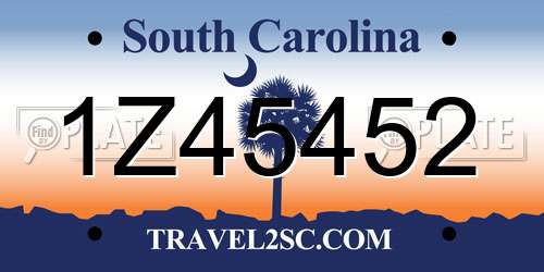1Z45452 South Carolina License Plate