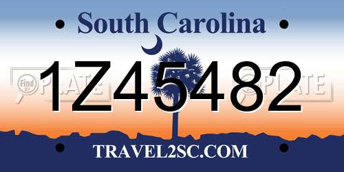 1Z45482 South Carolina License Plate