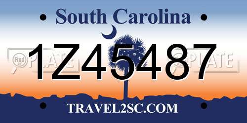 1Z45487 South Carolina License Plate