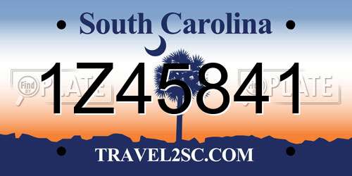1Z45841 South Carolina License Plate