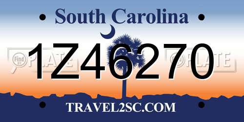 1Z46270 South Carolina License Plate
