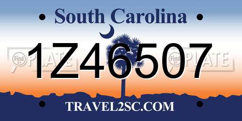 1Z46507 South Carolina License Plate