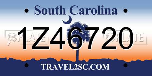 1Z46720 South Carolina License Plate