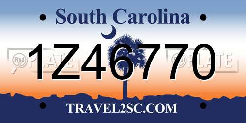 1Z46770 South Carolina License Plate