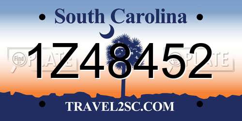 1Z48452 South Carolina License Plate