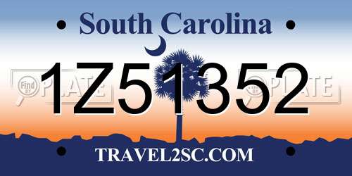 1Z51352 South Carolina License Plate