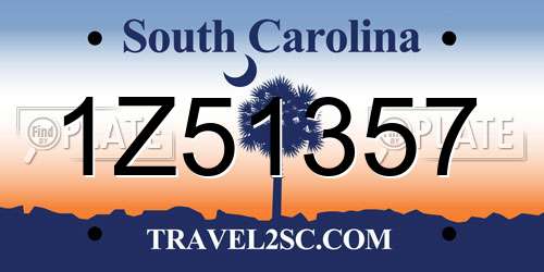 1Z51357 South Carolina License Plate