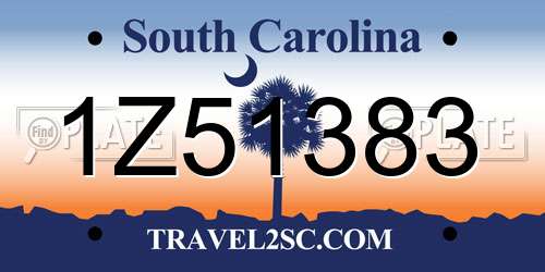 1Z51383 South Carolina License Plate