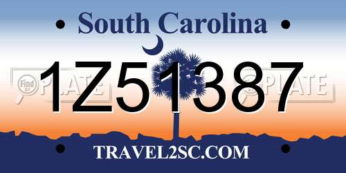 1Z51387 South Carolina License Plate