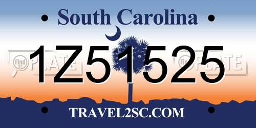 1Z51525 South Carolina License Plate