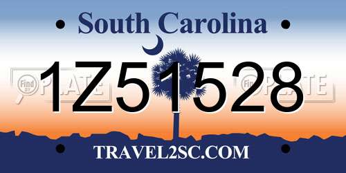 1Z51528 South Carolina License Plate