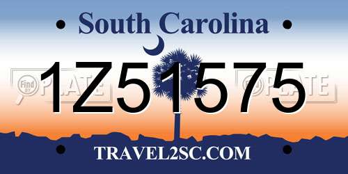 1Z51575 South Carolina License Plate