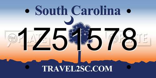 1Z51578 South Carolina License Plate