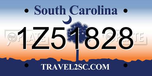 1Z51828 South Carolina License Plate