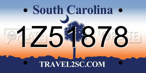 1Z51878 South Carolina License Plate