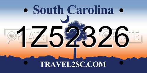 1Z52326 South Carolina License Plate