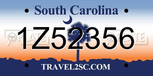 1Z52356 South Carolina License Plate