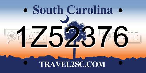 1Z52376 South Carolina License Plate