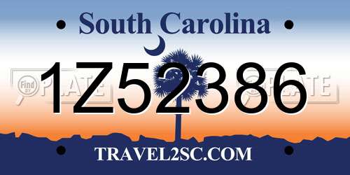 1Z52386 South Carolina License Plate