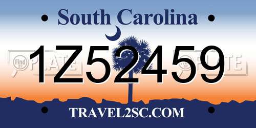 1Z52459 South Carolina License Plate