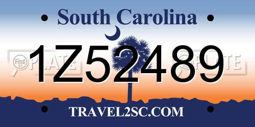 1Z52489 South Carolina License Plate