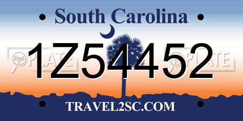1Z54452 South Carolina License Plate