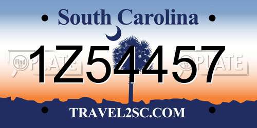 1Z54457 South Carolina License Plate