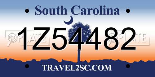 1Z54482 South Carolina License Plate