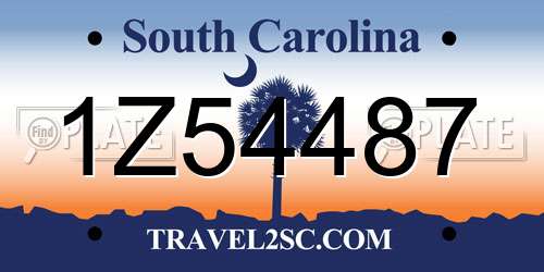 1Z54487 South Carolina License Plate