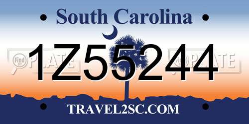 1Z55244 South Carolina License Plate