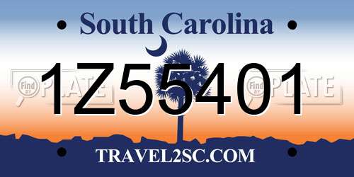 1Z55401 South Carolina License Plate