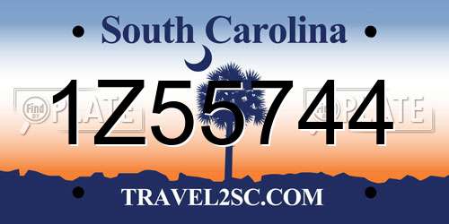 1Z55744 South Carolina License Plate
