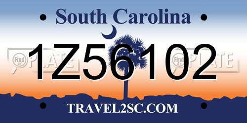 1Z56102 South Carolina License Plate