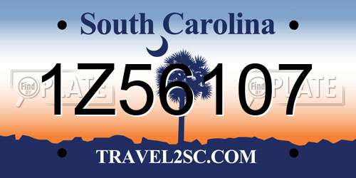 1Z56107 South Carolina License Plate