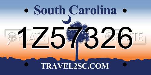 1Z57326 South Carolina License Plate