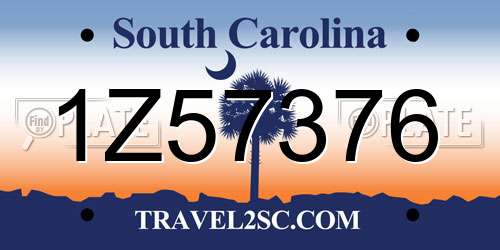 1Z57376 South Carolina License Plate