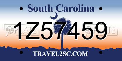1Z57459 South Carolina License Plate